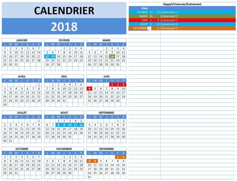 Calendrier 2018